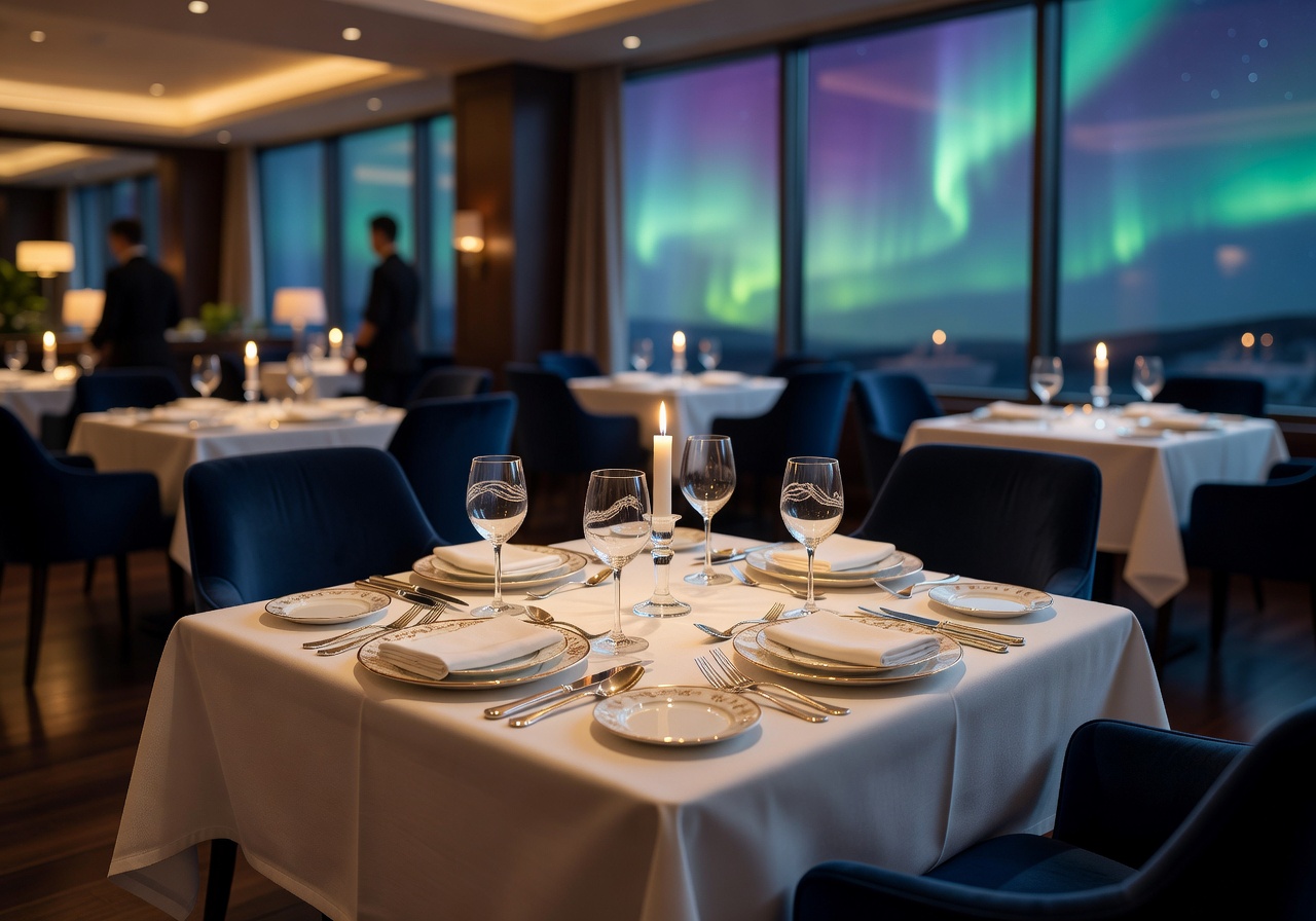 Fine dining restaurant with elegant table setting