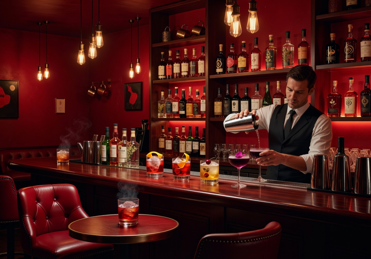 Premium cocktail bar with artisan drinks